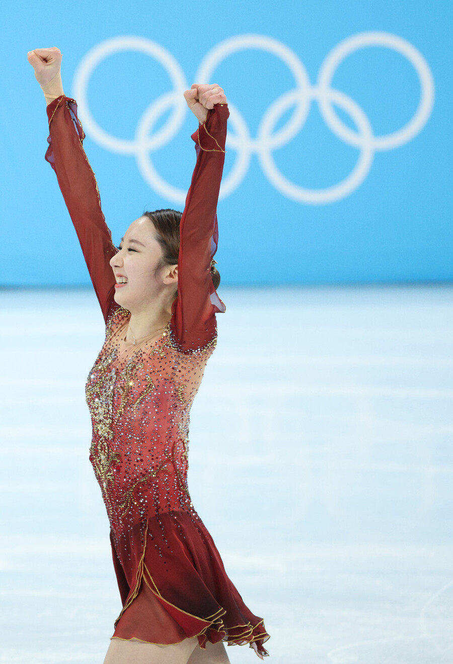 ▲ 2022베이징동계올림픽 피겨스케이팅 여자 싱글 프리스케이팅 경기를 마친 김예림이 환호하고 있다. ⓒ연합뉴스