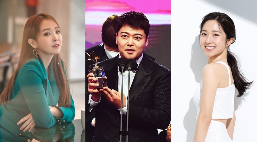 ▲ 왼쪽부터 오정연, 전현무, 이혜성. 출처|뉴에라프로젝트, MBC, 이혜성 인스타그램​