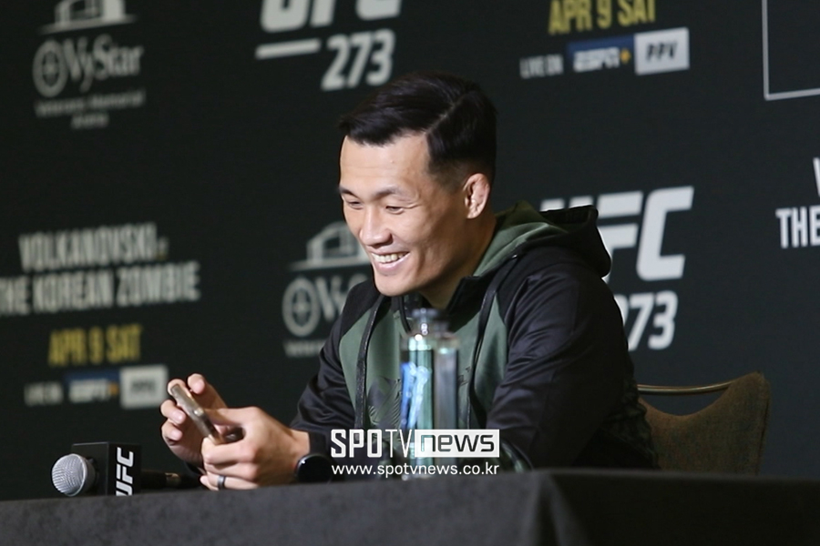 ▲ UFC 273 미디어 데이에 참석한 코리안 좀비 정찬성 ⓒ이교덕 기자