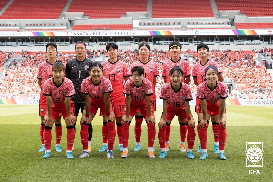 ▲ 캐나다와 경기에서 선발 출전한 여자축구대표팀 11명 ⓒ대한축구협회