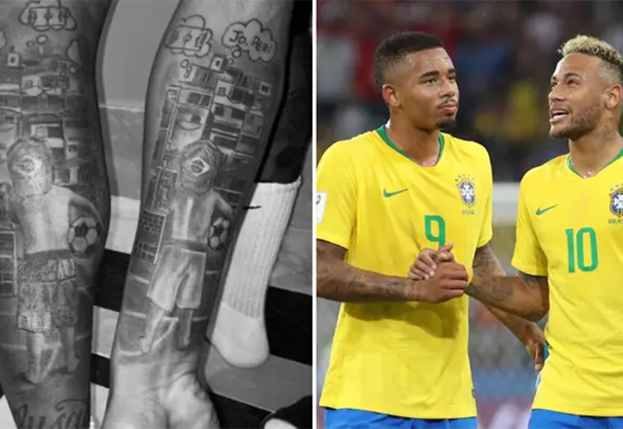 ▲ Jeju e Neymar (da esquerda) têm a mesma tatuagem ⓒBíblia do Esporte
