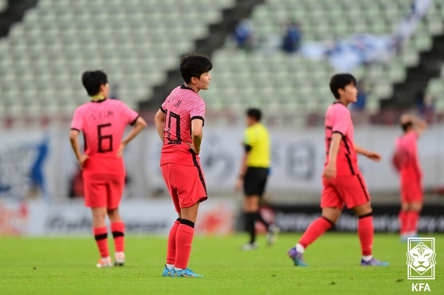 ▲ 한국 대표팀이 19일 일본 가시마에서 열린 '2022 동아시아축구연맹(EAFF) E-1 챔피언십' 한일전에서 졌다 ⓒ대한축구협회