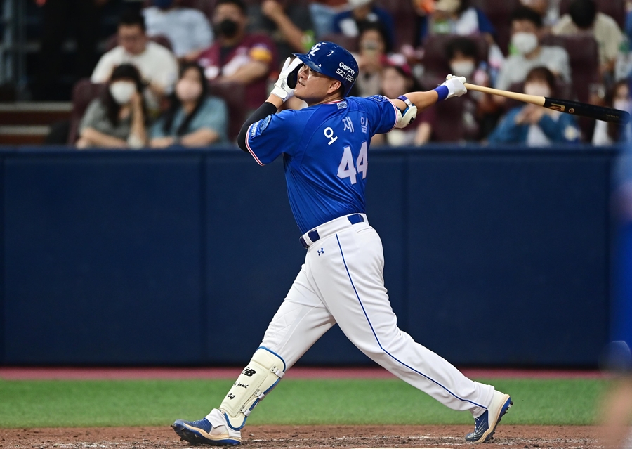 ▲ 5타수 3안타(1홈런) 5타점 2득점으로 팀의 8-0 승리를 이끈 오재일. ⓒ삼성 라이온즈