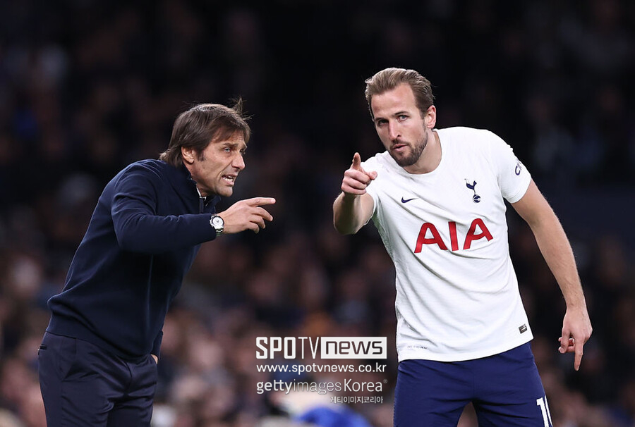 ▲ 안토니오 콘테 감독과 해리 케인.