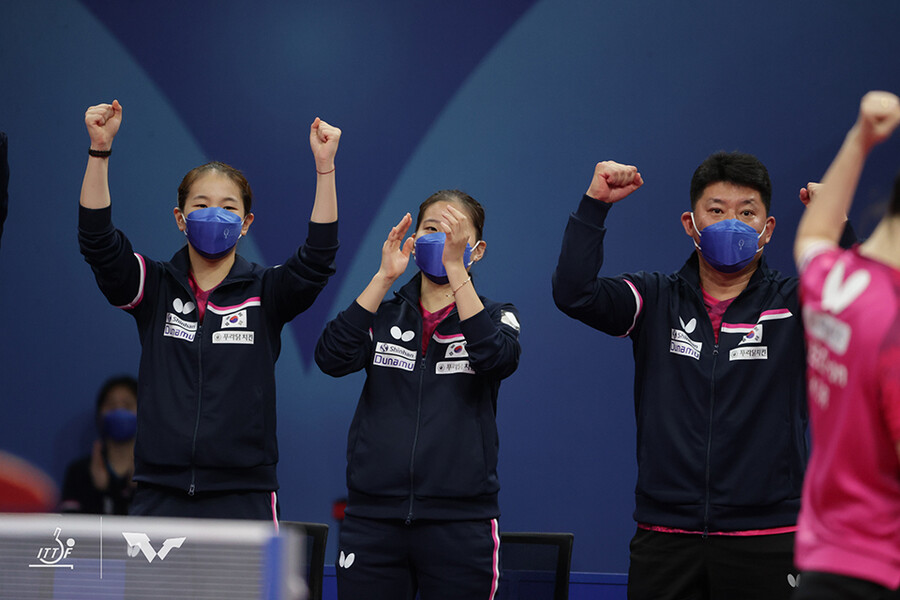 ▲ 2022 ITTF 세계 단체 탁구선수권대회에 출전 중인 여자 대표팀 ⓒWTT
