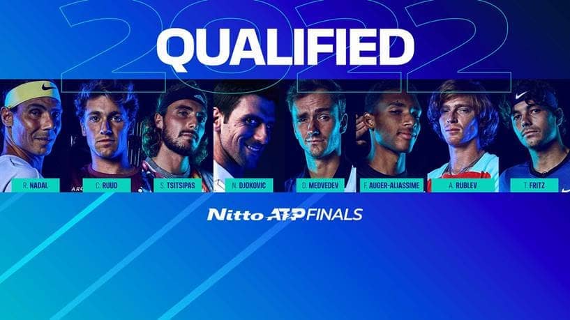 ▲ 2022년 니토 ATP 파이널스에 진출한 8명의 선수들 ⓒATP 홈페이지 캡처