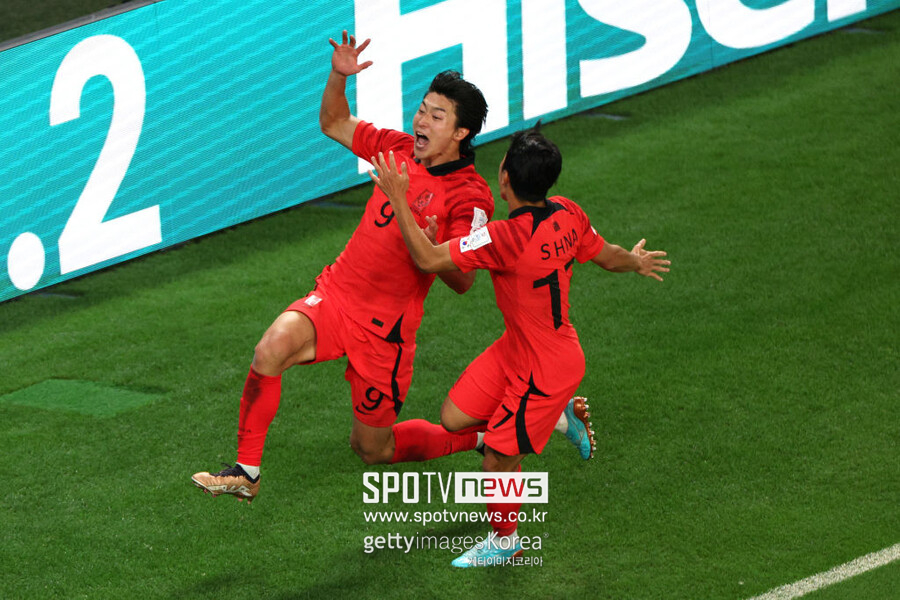 ▲ 조규성이 한국 선수 최초로 월드컵 한 경기 2골을 기록했다.