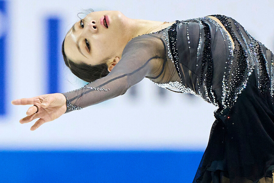 ▲ 김예림이 2023 ISU 피겨 스케이팅 4대륙선수권대회 여자 싱글 쇼트프로그램에서 경기를 펼치고 있다. ⓒ연합뉴스/AP