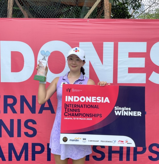 ▲ ITF 자카르타 국제 테니스 대회에서 우승한 박소현 ⓒ프레인글로벌 스포티즌