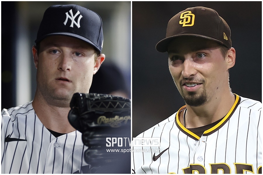 ▲ 게릿 콜(왼쪽)과 블레이크 스넬. 뉴욕 양키스가 스넬을 영입하면 양키스는 지난해 양대리그 사이영사을 모두 품은 팀이 된다.
