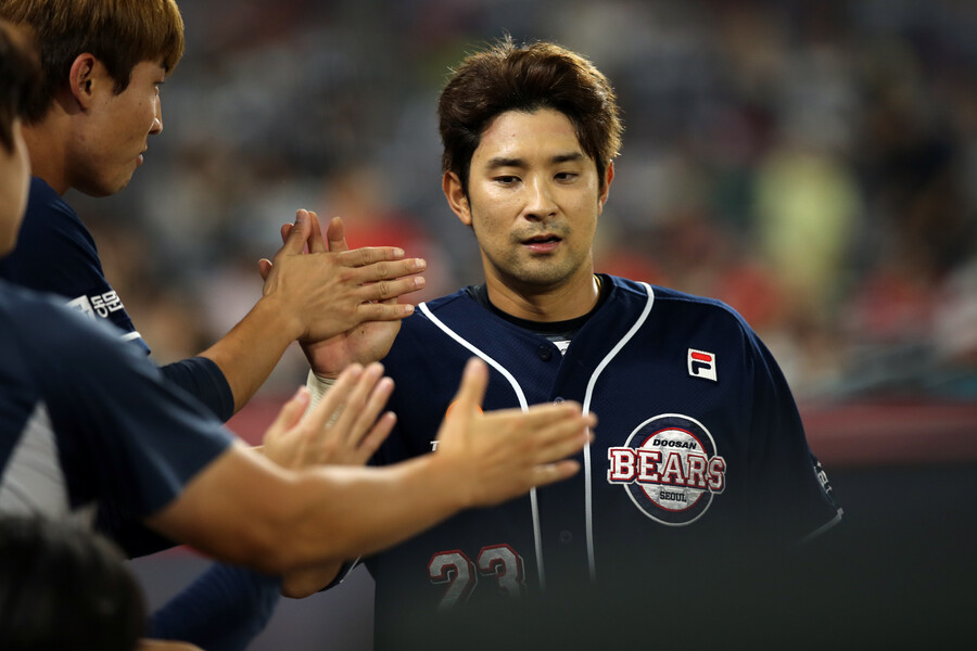 ▲ 강승호는 2013년 1차 지명으로 LG 유니폼을 입었다. SK 와이번스를 거쳐 2021년부터 4년째 두산에서 뛰고 있다. ⓒ 두산 베어스