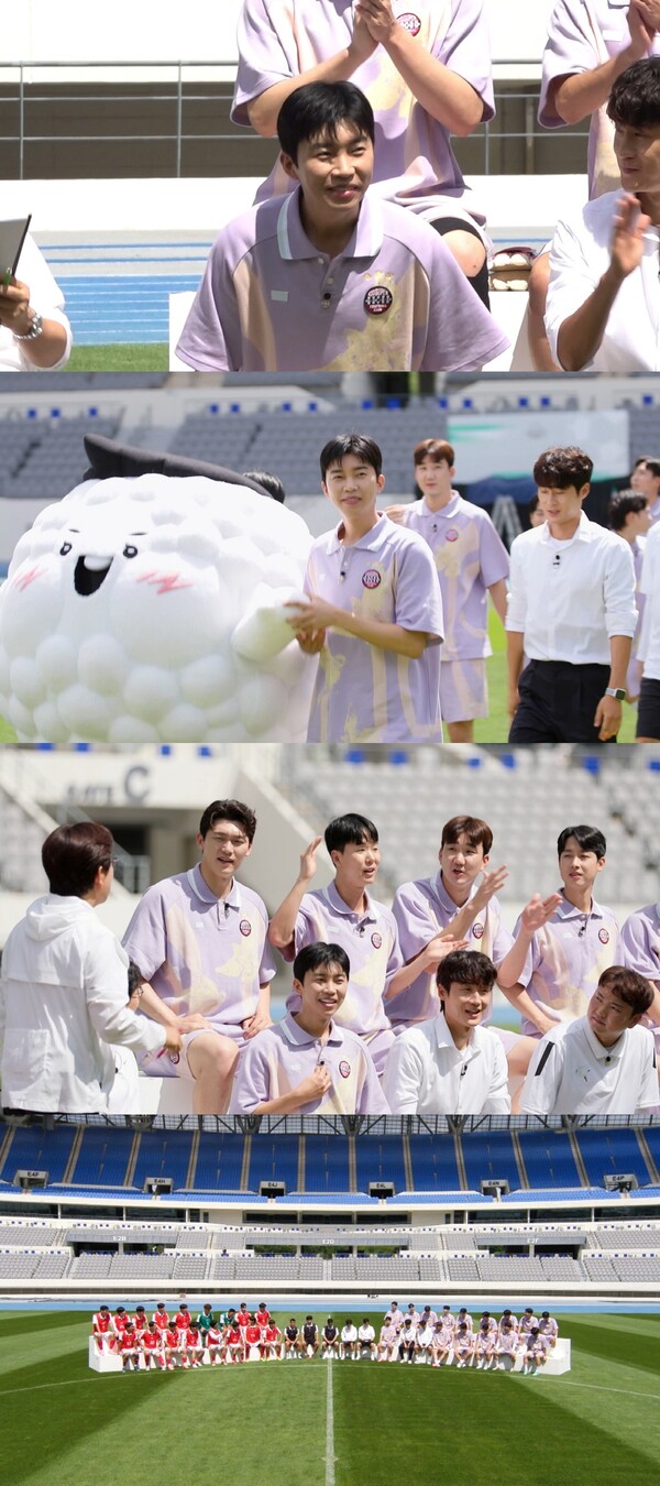 임영웅, 축구 하프타임 행사 비하인드 공개 모두 축구화 신고 행사(뭉찬3) < 방송 tv < 연예 < 기사본문 - SPOTV NEWS