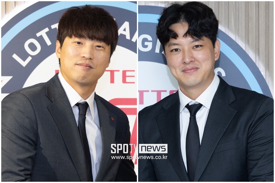 ▲ 롯데 자이언츠에 잔류한 구승민(왼쪽)과 김원중 ⓒ 롯데 자이언츠