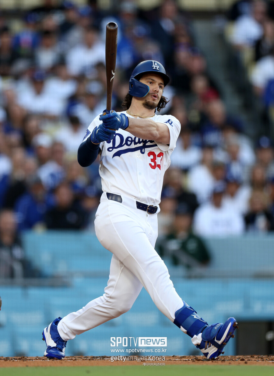 ▲ LA 다저스 외야수 제임스 아웃맨은 2023년 151경기에 나와 타율 .248 23홈런 70타점 16도루를 남기며 다저스의 새로운 주전 외야수로 떠올랐으나 지난 해에는 53경기에서 타율 .147 4홈런 11타점 2도루로 부진했다.