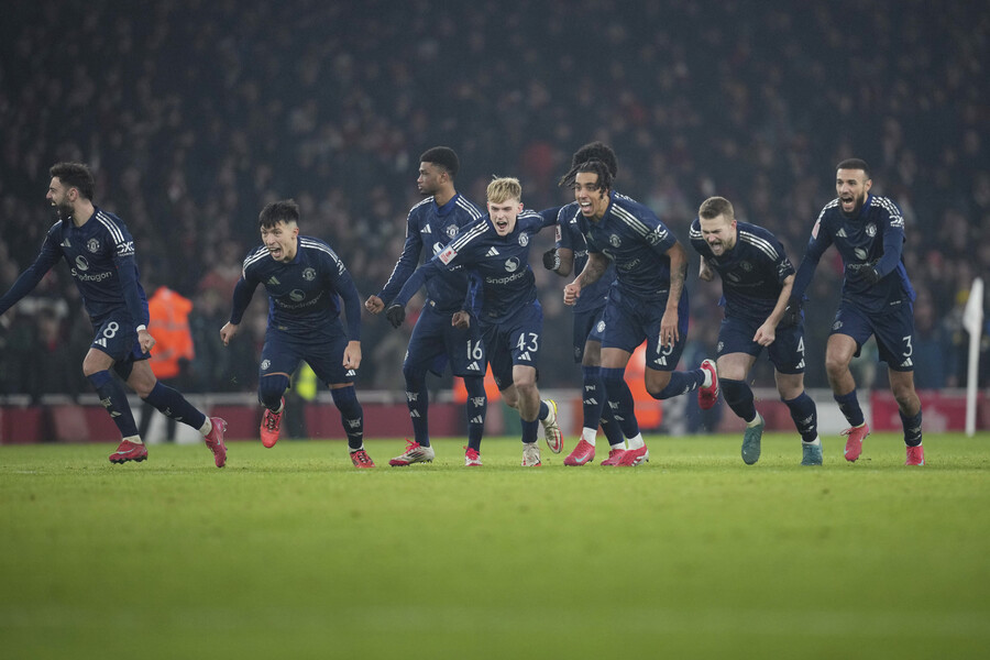 ▲ 맨체스터 유나이티드는 라이벌 아스널에 승부차기로 이기고 FA컵 32강에 진출했다. ⓒ연합뉴스/AP