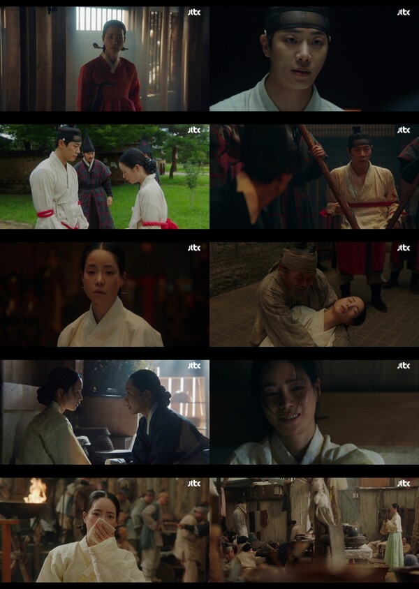 ▲ 25일 방송된 JTBC 토일드라마 '옥씨부인전'에서 임지연이 결국 노비로 돌아가고 말았다. 방송화면 캡처