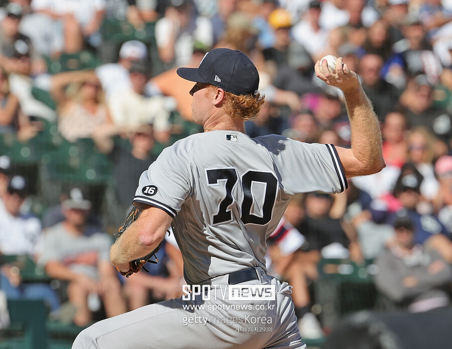 ▲ 2021시즌 뉴욕 양키스 유니폼을 입고 메이저리그 마운드에 올랐던 스티븐 라이딩스.