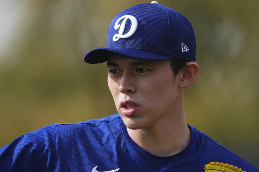 ▲ LA 다저스 스프링 캠프에 참가한 사사키 로키 ⓒ연합뉴스/Joe Camporeale-Imagn Images