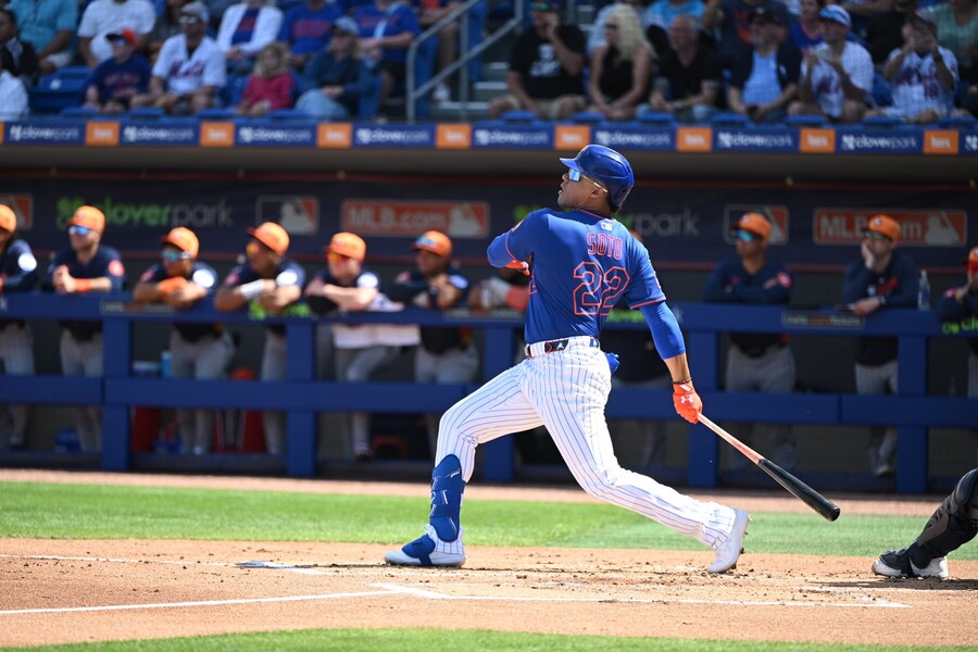 ▲ 후안 소토가 뉴욕 메츠 소속으로 치른 시범경기 데뷔 타석에서 괴물 같은 홈런을 터트렸다. ⓒ 뉴욕 메츠 SNS
