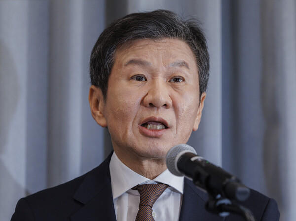 ▲ 정몽규 대한축구협회 제55대 회장 후보가 정견 발표에 나섰다.  ⓒ연합뉴스