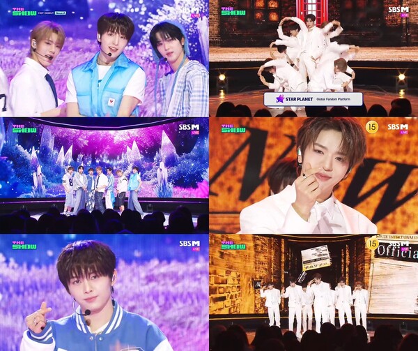 ▲ 4일 방송된 '더쇼'에 출연해 'N.I.N'과 '스파클' 무대를 선사한 누에라. 방송화면 캡처