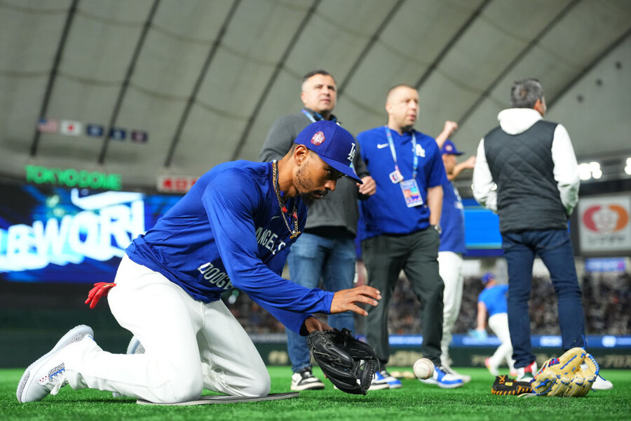 ▲ 지난 15일 도쿄 돔에서 훈련한 무키 베츠.