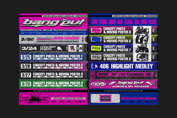 ▲ 4월 9일 새 싱글 '뱅 아웃'을 발표하는 휘브의 컴백 스케줄러. 제공|씨제스 스튜디오