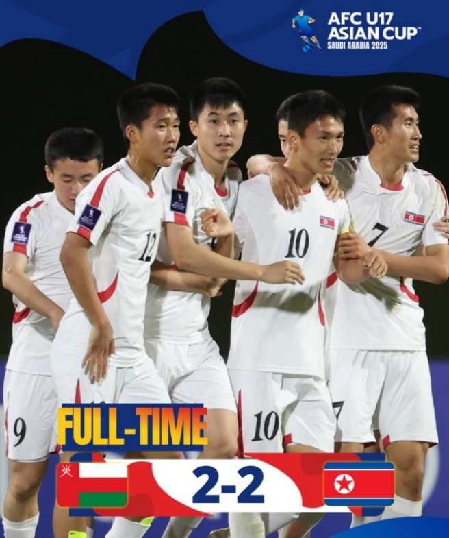 ▲ 북한이 D조 2위로 아시안컵 8강행을 확정했다. 3-0으로 완파한 타지키스탄의 순위가 더 높은 '아이러니'가 빚어졌다. ⓒ AFC SNS