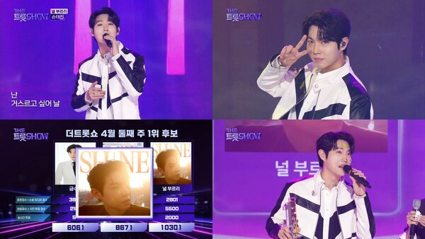 ▲ 14일 방송된 '더 트롯쇼'에 출연한 손태진. 방송화면 캡처