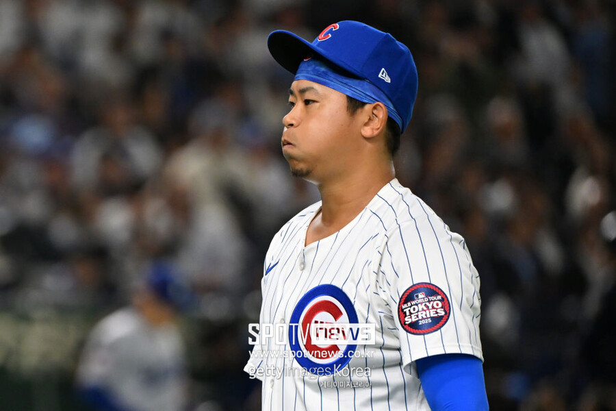▲ 18일 일본 도쿄돔에서 열린 2025 메이저리그 도쿄시리즈 LA다저스와 경기에 선발 등판한 시카고 컵스 좌완 이마나가 쇼타.