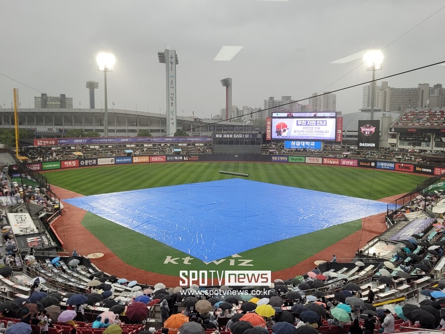 ▲ 수원 KT위즈파크 우천취소 ⓒ윤욱재 기자