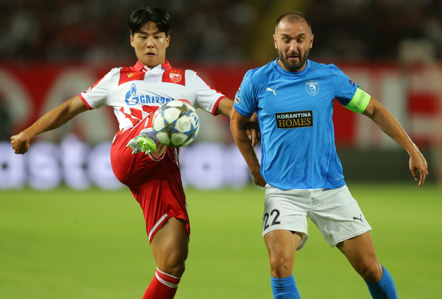 ▲ UEFA 챔피언스리그 플레이오프 1차전에서 풀타임을 뛴 설영우  ⓒ연합뉴스/EPA