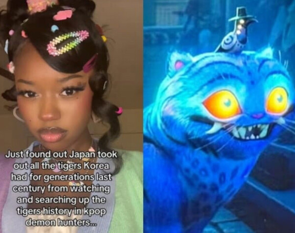 ▲ 한 틱토커가 '케데헌'을 본 후 일제가 한국산 호랑이를 멸종시킨 걸 알게 됐다는 글을 올렸다. 영상 캡처