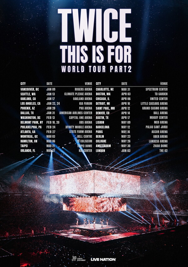 ▲ 트와이스 월드투어 '디스 이즈 포' 추가 개최지를 담은 포스터. 제공|JYP엔터테인먼트
