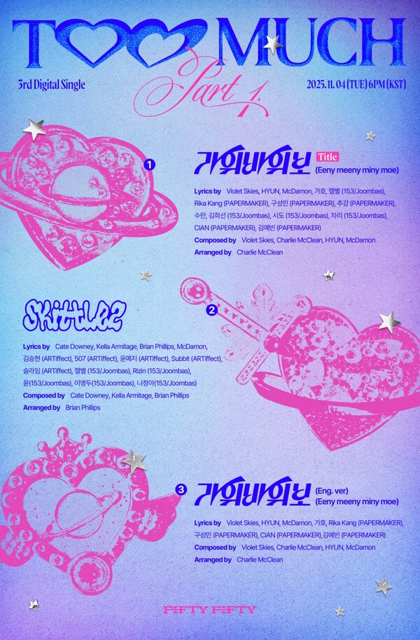 ▲ 피프티피프티가 11월 4일 세 번째 싱글 ‘투 머치 파트 원’을 발표하는 가운데, 트랙리스트가 15일 공개됐다. 제공|어트랙트