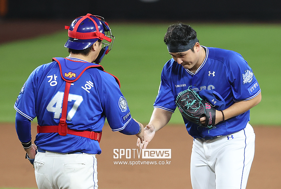 ▲ 강민호 최원태 ⓒ곽혜미 기자