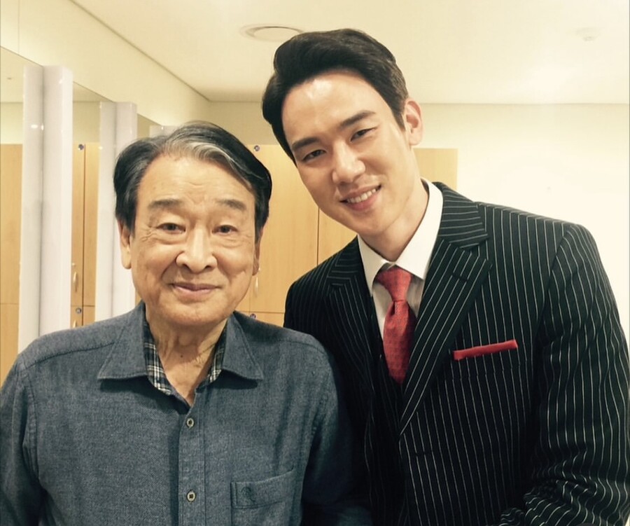 ▲ 이순재(왼쪽), 유연석. 출처| 유연석 SNS