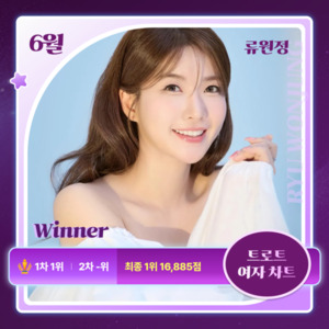 류원정, 6월의 아티스트 등극…스타덤 트로트리그 월간차트 1위